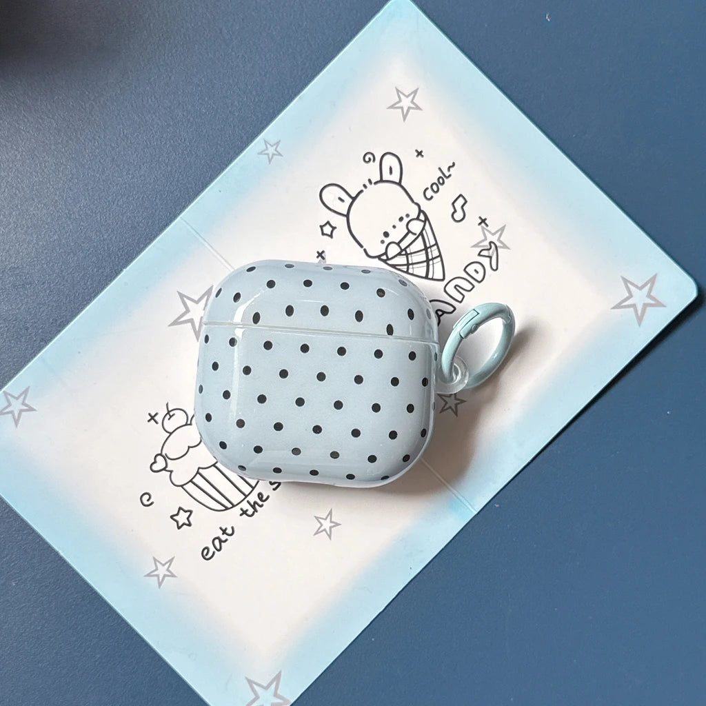 Minimalist Classic Glossy Polka Dot With Hook Shockproof Protective Earphone Cover Case for AirPods 1 or 2 3 4 Pro 2 Pro 3