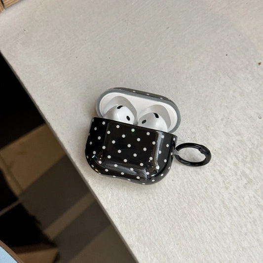 Minimalist Classic Glossy Polka Dot With Hook Shockproof Protective Earphone Cover Case for AirPods 1 or 2 3 4 Pro 2 Pro 3