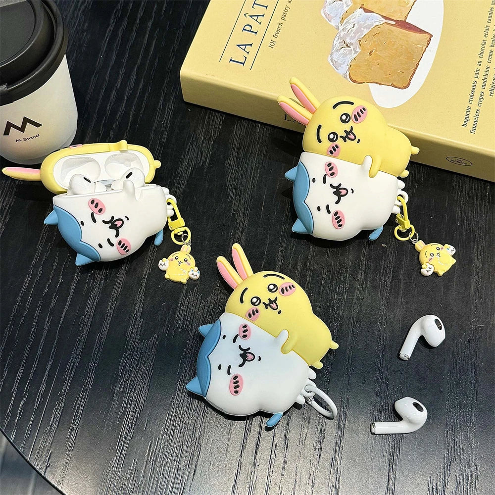 3D Cute Cartoon Chiikawa Usagi Hachiware Earphone Case For Airpods 4 2 3 1 Pro 3 2 Wireless Bluetooth Headset Protective Cover