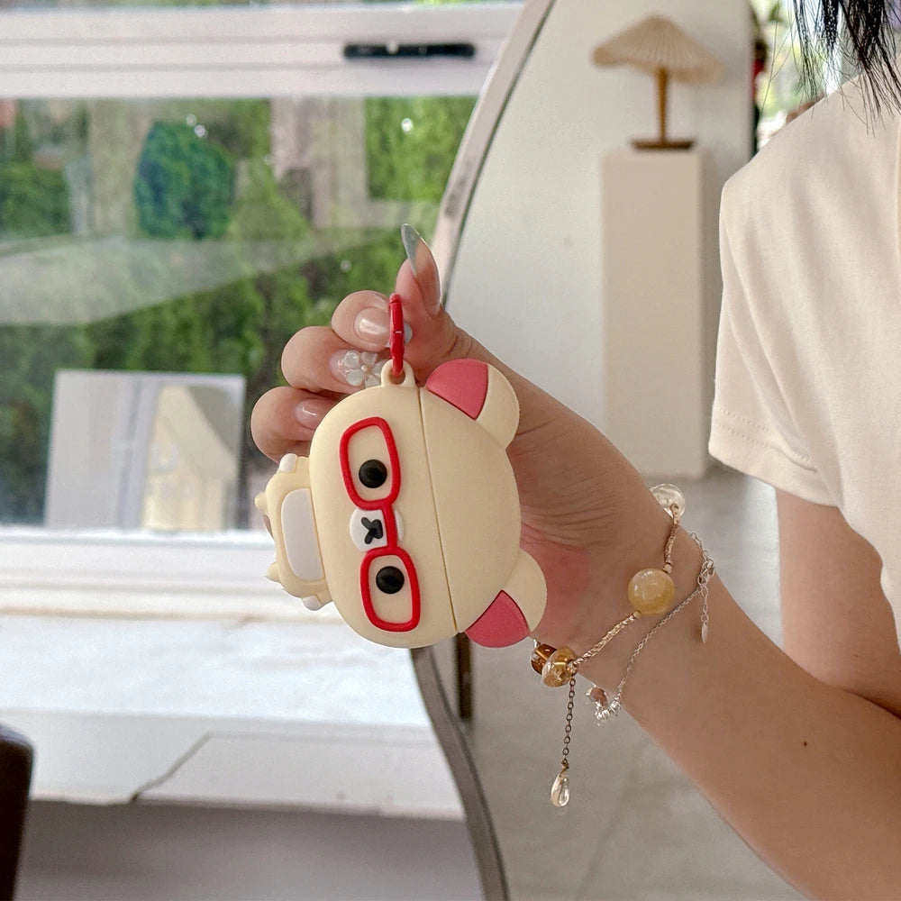 3D Cute Cartoon Rilakkuma Bear Earphone Case For Airpods 5 1 2 3 4 Pro 2 3 Wireless Bluetooth Headset Protective Hard Cover