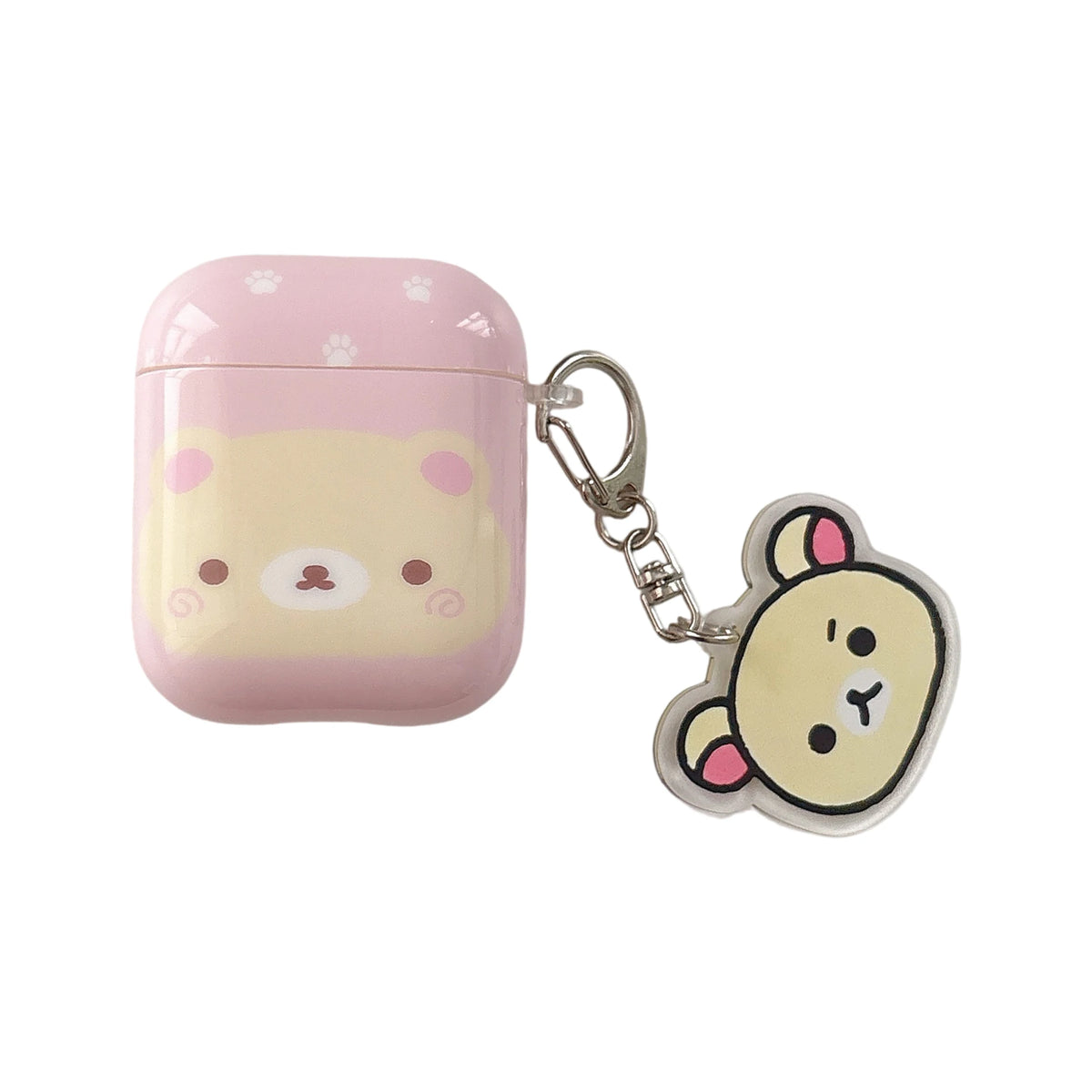 Cute Rilakkuma Bear AirPods Case for Pro 3/2/1 & 4/3/2/1 Soft Silicone Shockproof Cover with Keychain Kawaii Gift for Women