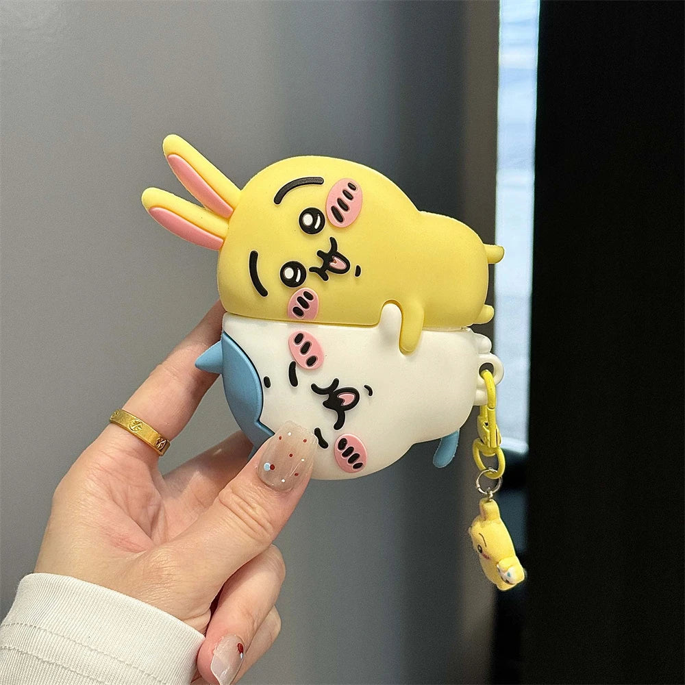 3D Cute Cartoon Chiikawa Usagi Hachiware Earphone Case For Airpods 4 2 3 1 Pro 3 2 Wireless Bluetooth Headset Protective Cover
