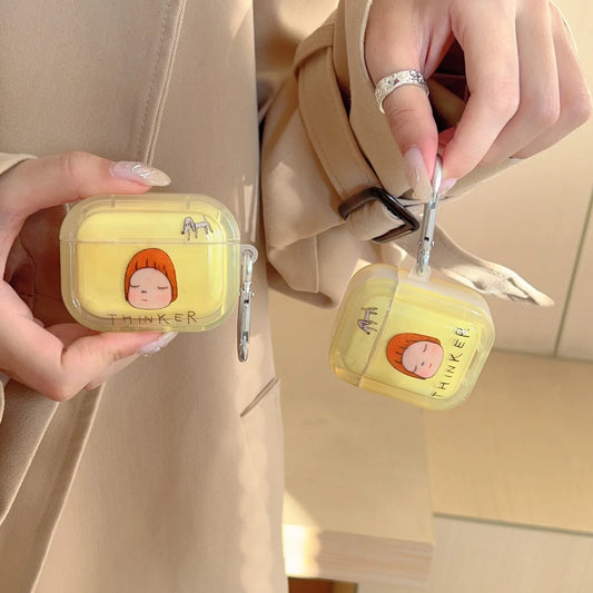 Cartoon little girl Case For AirPods 4 2 1 3 Pro2 Case Cover Coque headphones Soft TPU Soft Silicone Protective Cover AirPods 4