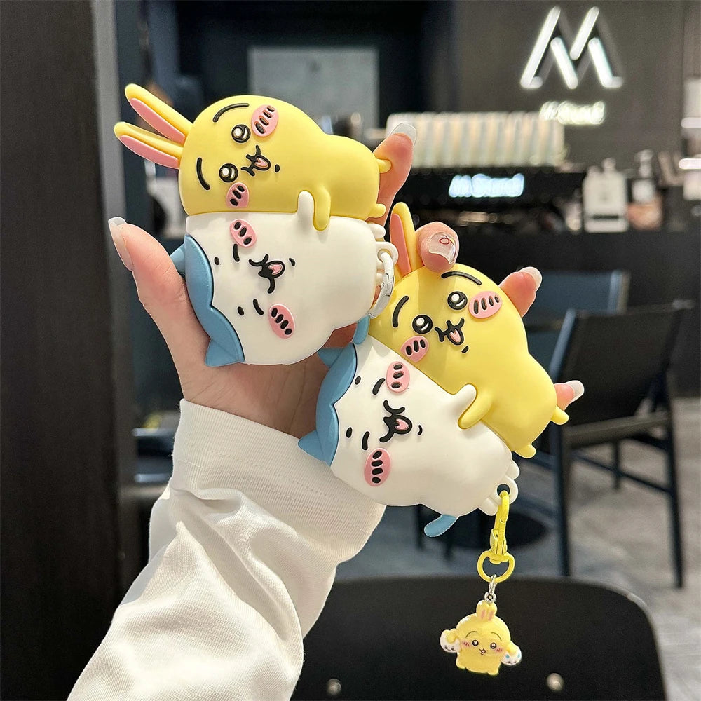 3D Cute Cartoon Chiikawa Usagi Hachiware Earphone Case For Airpods 4 2 3 1 Pro 3 2 Wireless Bluetooth Headset Protective Cover