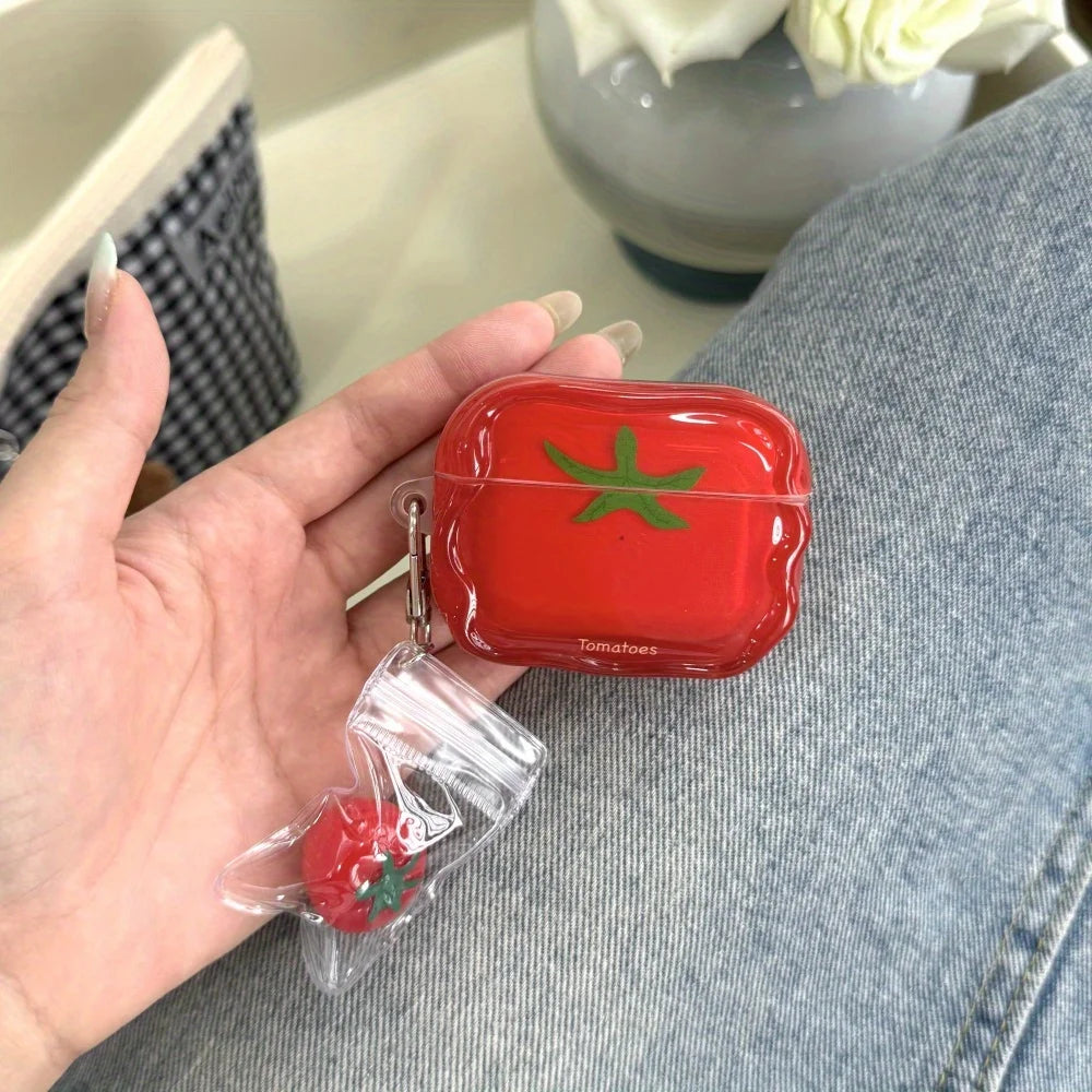 2026 Girl Cute Semi-transparent Tomatoes Are Suitable for Airpods 4th Generation Bluetooth Headset Case 2nd/3rd Generation