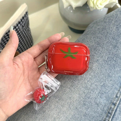 2026 Girl Cute Semi-transparent Tomatoes Are Suitable for Airpods 4th Generation Bluetooth Headset Case 2nd/3rd Generation