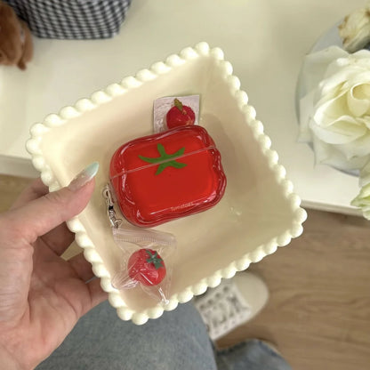 2026 Girl Cute Semi-transparent Tomatoes Are Suitable for Airpods 4th Generation Bluetooth Headset Case 2nd/3rd Generation