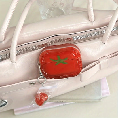 2026 Girl Cute Semi-transparent Tomatoes Are Suitable for Airpods 4th Generation Bluetooth Headset Case 2nd/3rd Generation