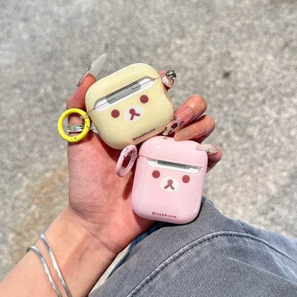 Cute Cartoon Rilakkuma Bear Earphone Case For Airpods 4 2 3 1 Pro 3 2 Wireless Bluetooth Headset Protective Cover With Pendant