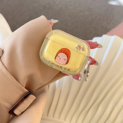 Cartoon little girl Case For AirPods 4 2 1 3 Pro2 Case Cover Coque headphones Soft TPU Soft Silicone Protective Cover AirPods 4